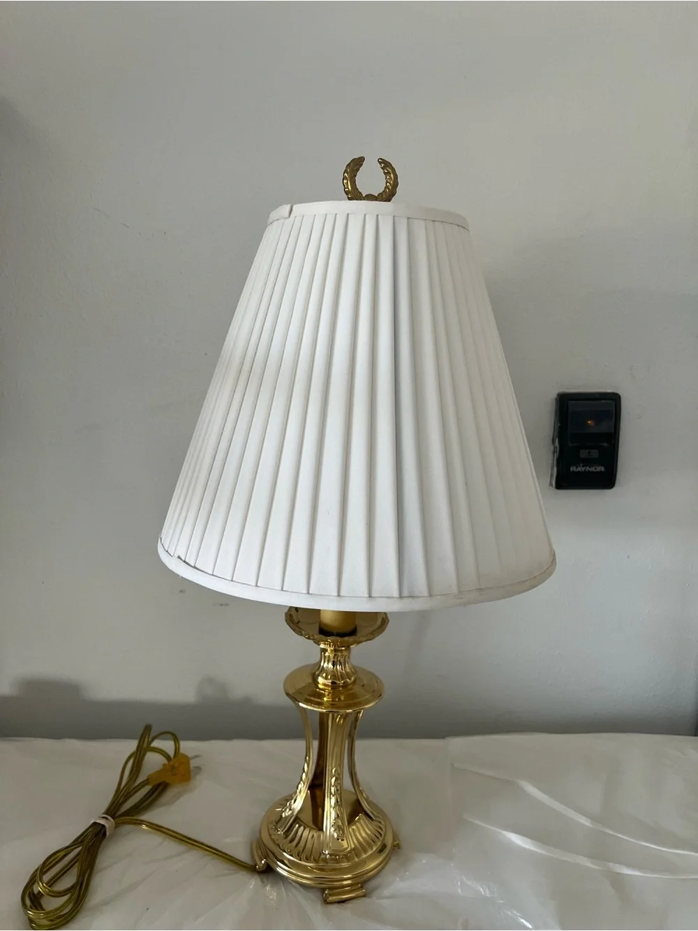 Classic Gold Table Lamp with White Pleated Shade